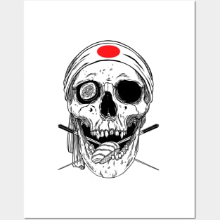 Kawaii Japanese Anime Skeleton Sushi Halloween Posters and Art